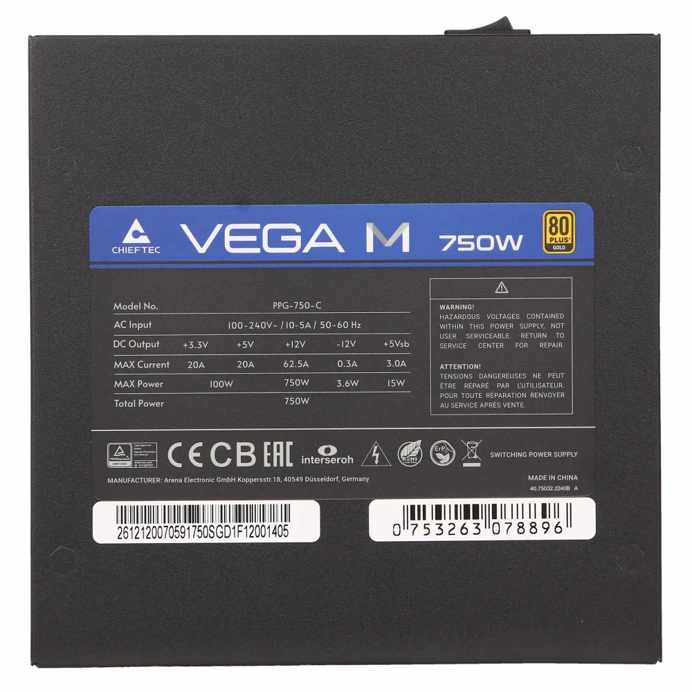 Блок питания ATX 750 W Chieftec Vega M PPG-750-C — фото 5