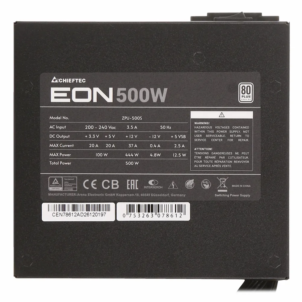 Блок питания ATX 500 W Chieftec EON ZPU-500S — фото 3