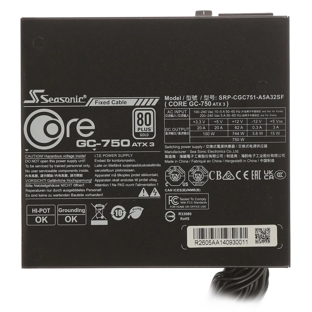 Блок питания ATX 750 W Seasonic CORE GC-750 ATX 3.1 — фото 4