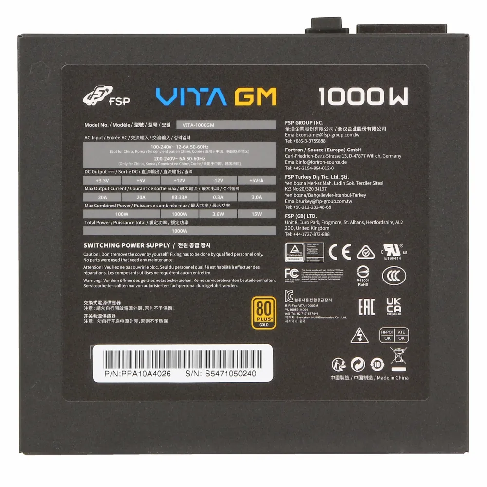 Блок питания ATX 1000 W FSP Vita-1000GM — фото 5