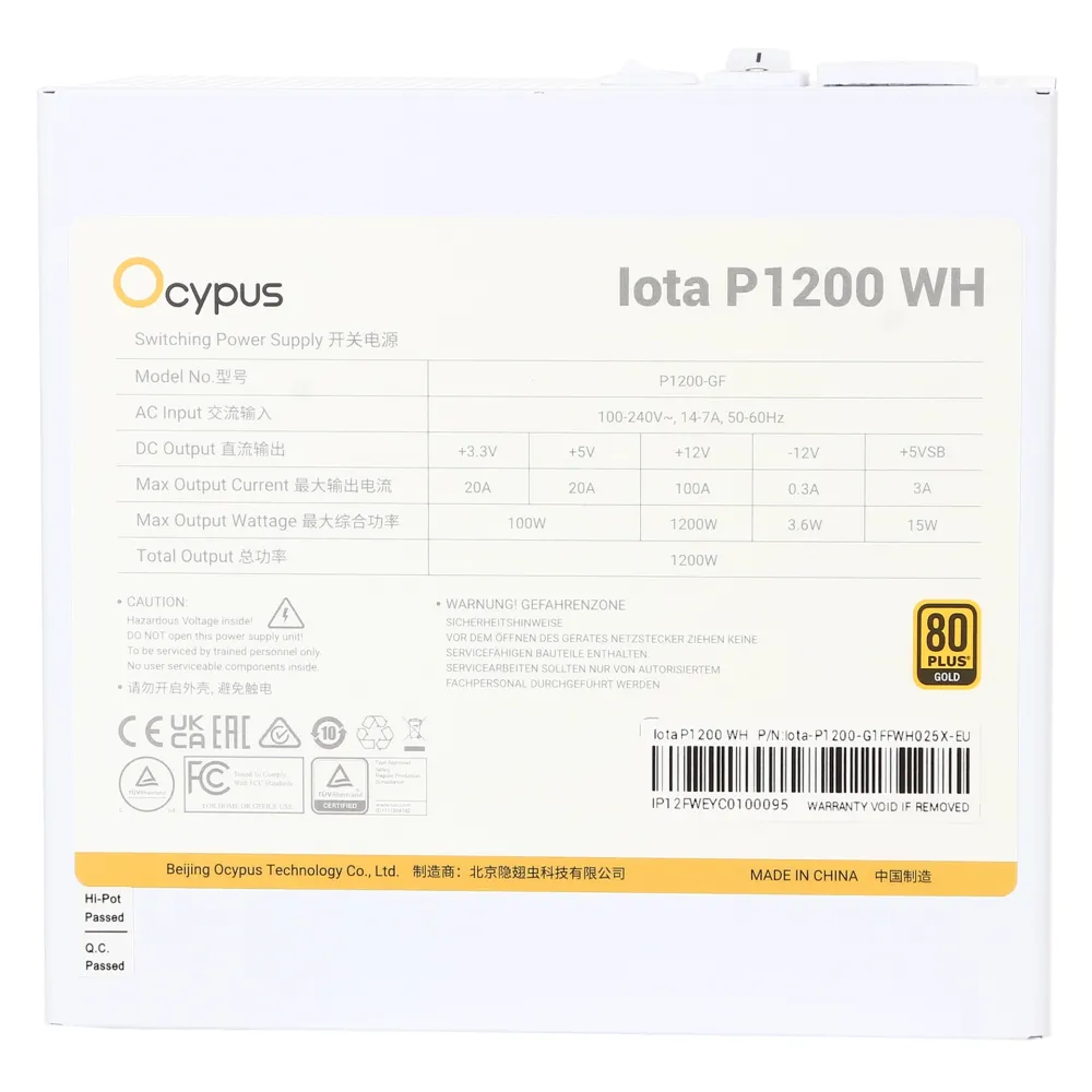 Блок питания ATX 1200 W Ocypus Iota P1200 WH — фото 4