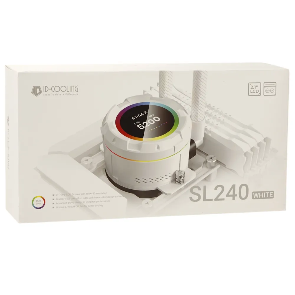 Система водяного охлаждения ID-Cooling SL240 White — фото 5