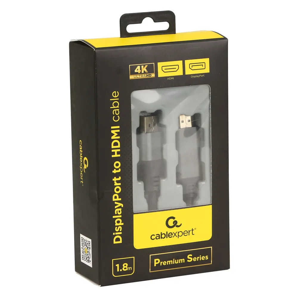 Кабель DisplayPort - HDMI Cablexpert CC-DP-HDMI-4K-6, 4K,1.8м, Black, BOX — фото 2
