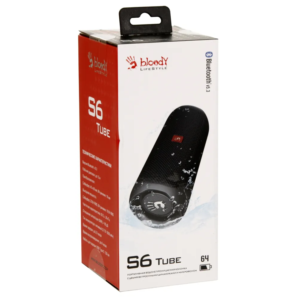 Колонка портативная A4Tech Bloody S6 Tube (2.0), Black — фото 5