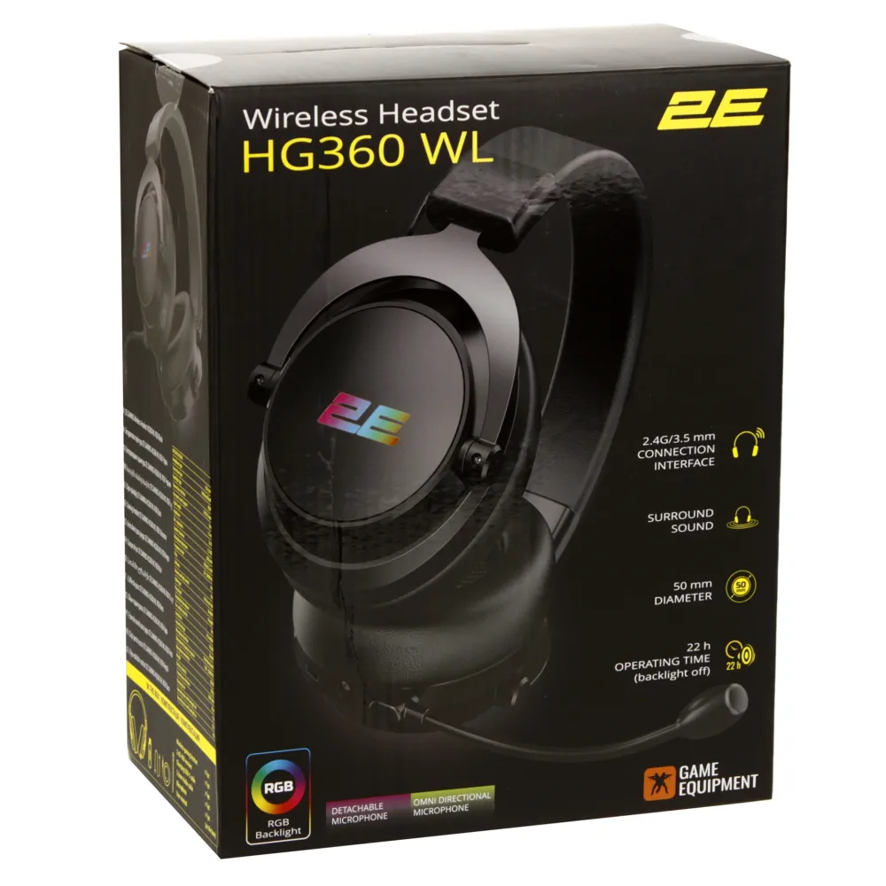 Гарнитура 2E Gaming HG360BK-WL RGB Wireless, Black — фото 5
