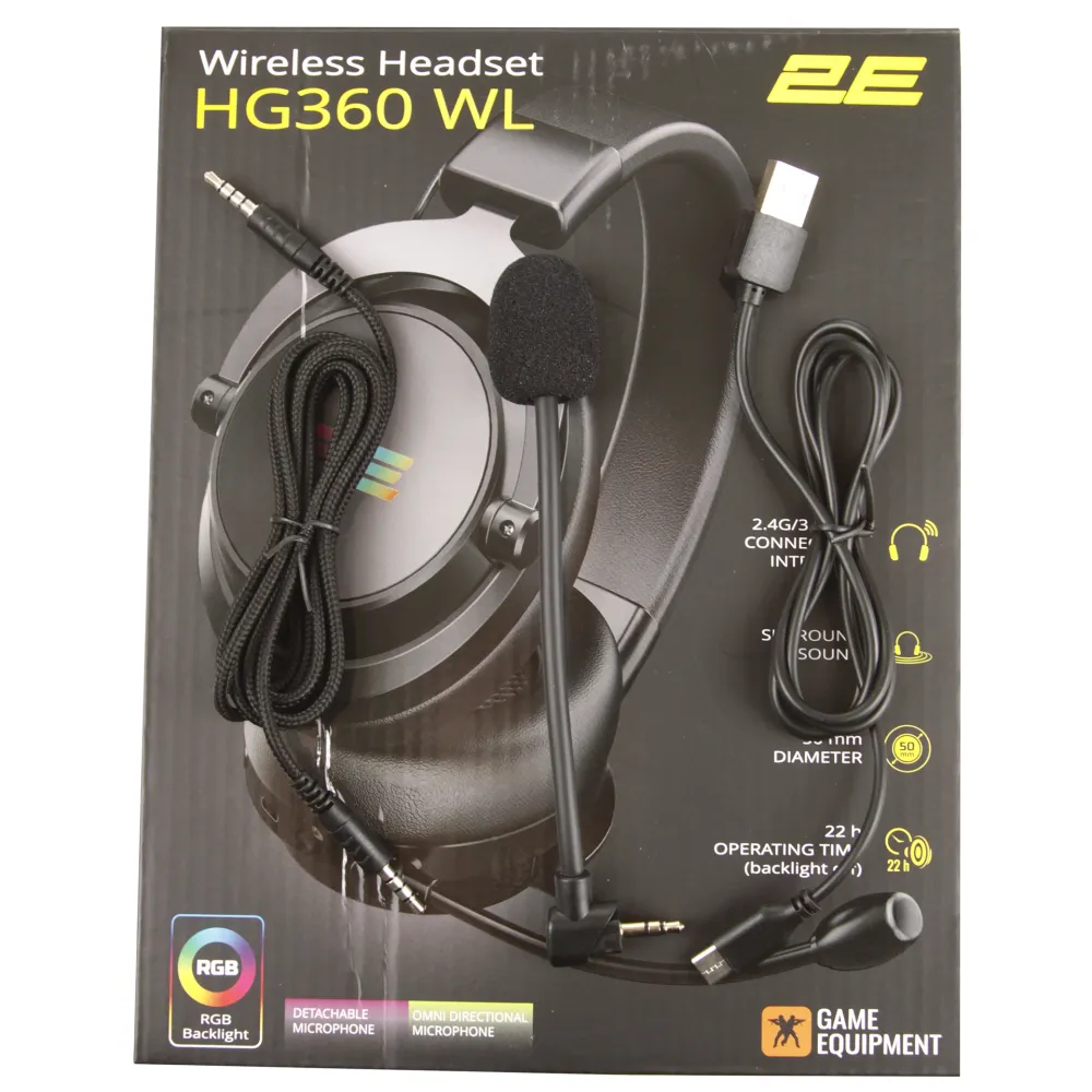 Гарнитура 2E Gaming HG360BK-WL RGB Wireless, Black — фото 4
