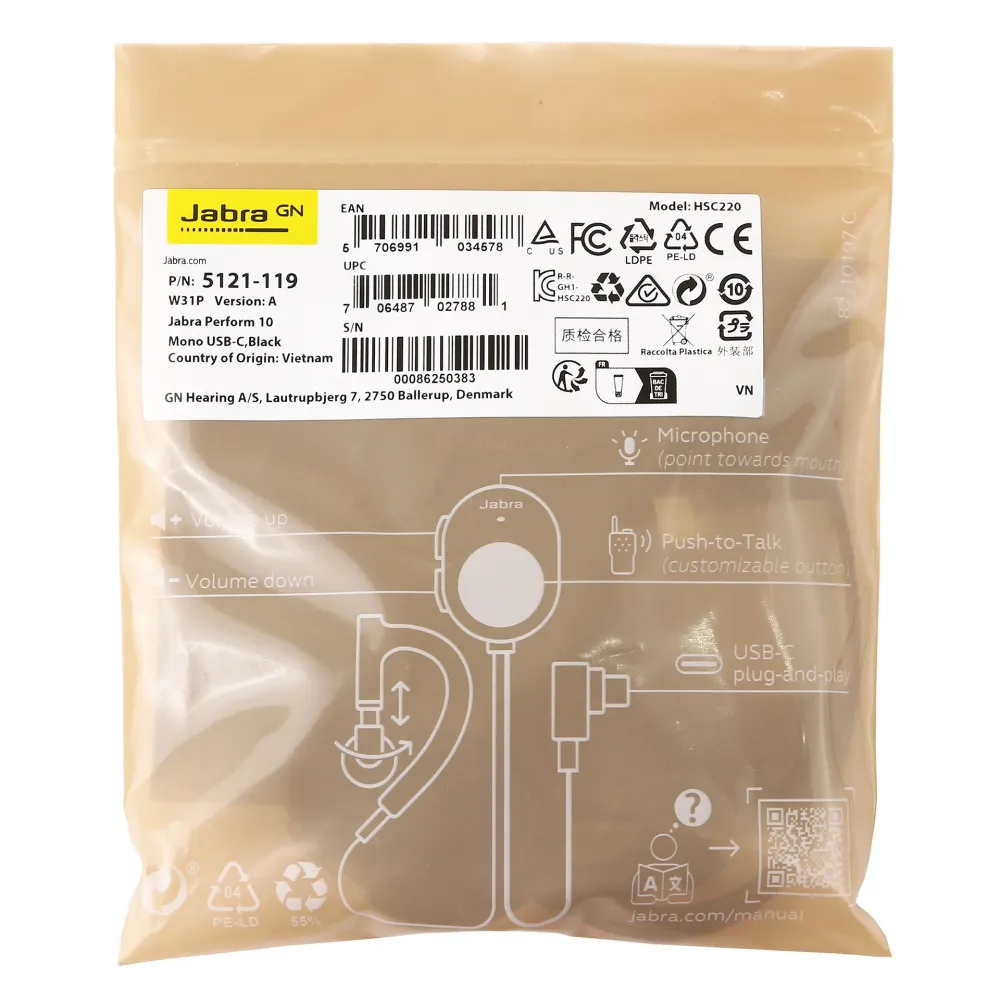Гарнитура Jabra Perform 10 Mono USB-C, Black — фото 5
