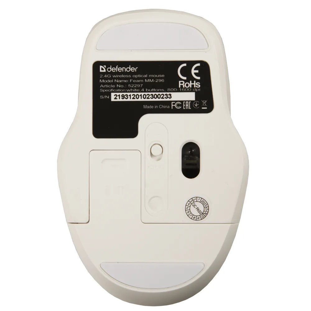 Мышь Defender Feam MM-296, White, USB — фото 4