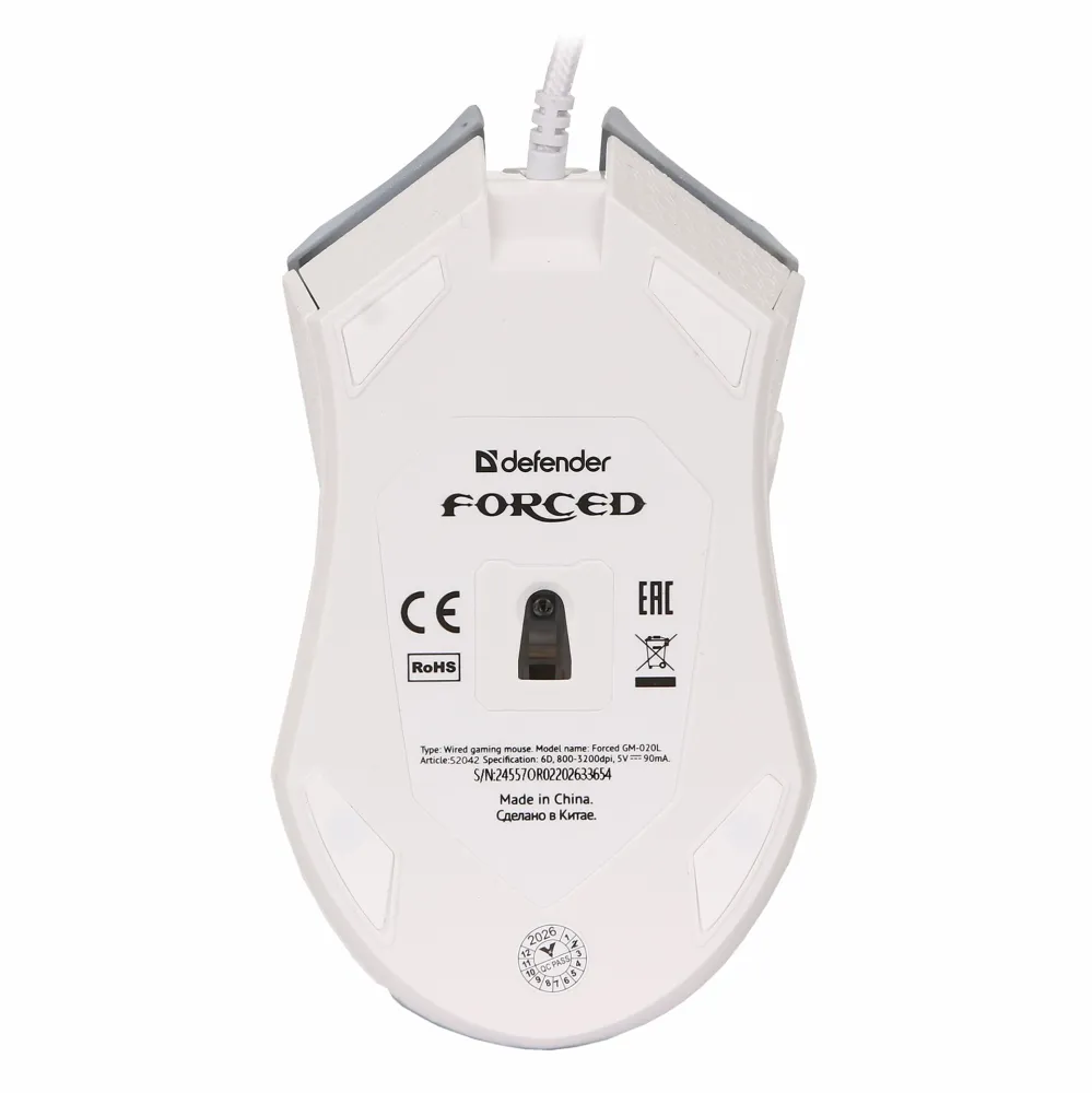 Мышь Defender Forced GM-020L, White, USB + коврик — фото 4
