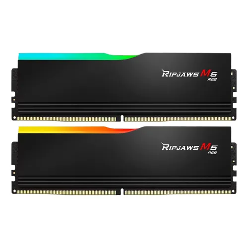 DDR-5 DIMM 64 GB 6000 MHz G.SKILL Ripjaws M5 RGB, 2x 32 GB Kit, Black, BOX (F5-6000J3238G32GX2-RM5RK)