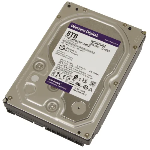 Жесткий диск HDD 8 TB Western Digital (WD85PURZ), 3.5", 256 MB, SATA III, Purple