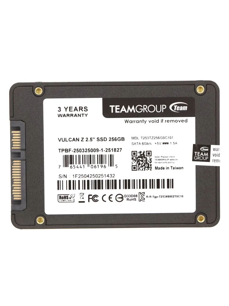 SSD накопитель 256 GB Team Group T-Force Vulcan Z, 2.5", SATA III — фото 2